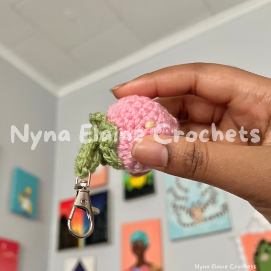 Pink Strawberry Amigurumi Crochet Key Chain