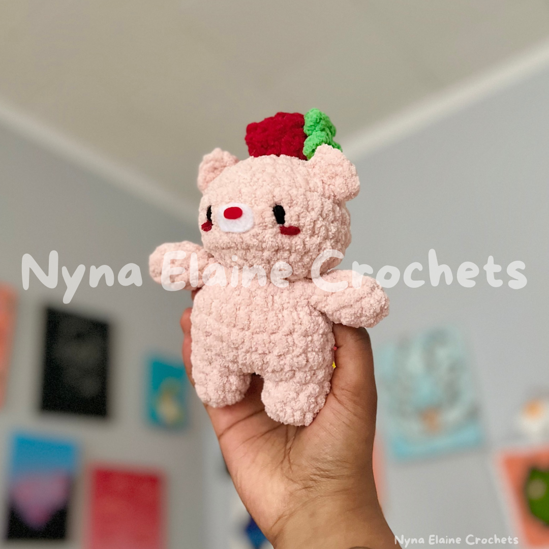 Mini Pink Straw-Beary Crochet Plushie