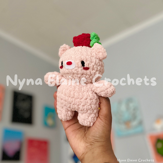 Mini Pink Straw-Beary Crochet Plushie
