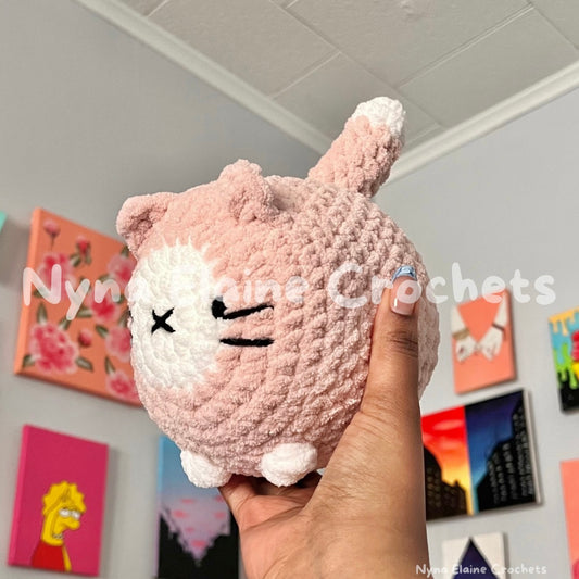 Loaf Cat Plushie Pink/White