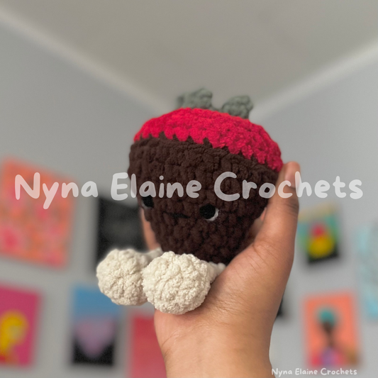 Red Chocolate covered Strawberry Crochet Plushie