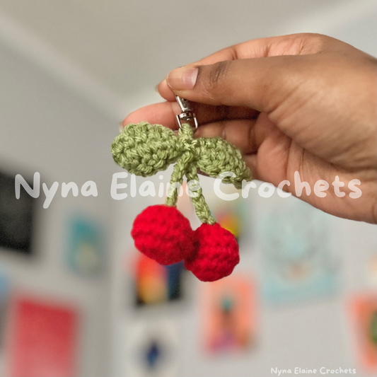 Red Cherry Crochet Amigurumi Key Chain