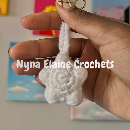 White Star Crochet Amigurumi Key Chain