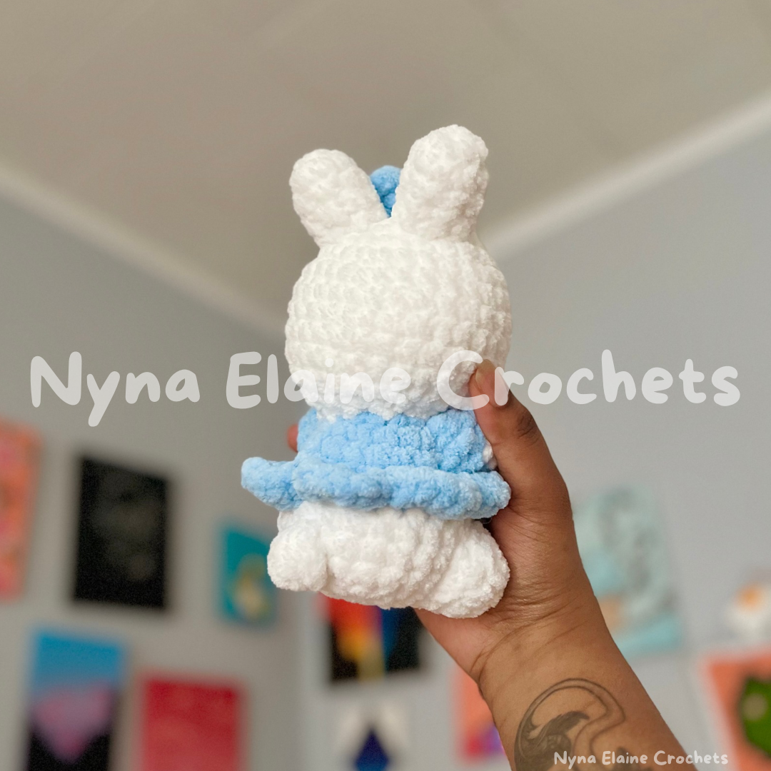 Mini Blue Bow Bunny Crochet Plushie