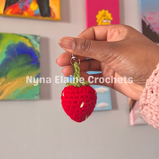 Red Strawberry Crochet Amigurumi Key Chain