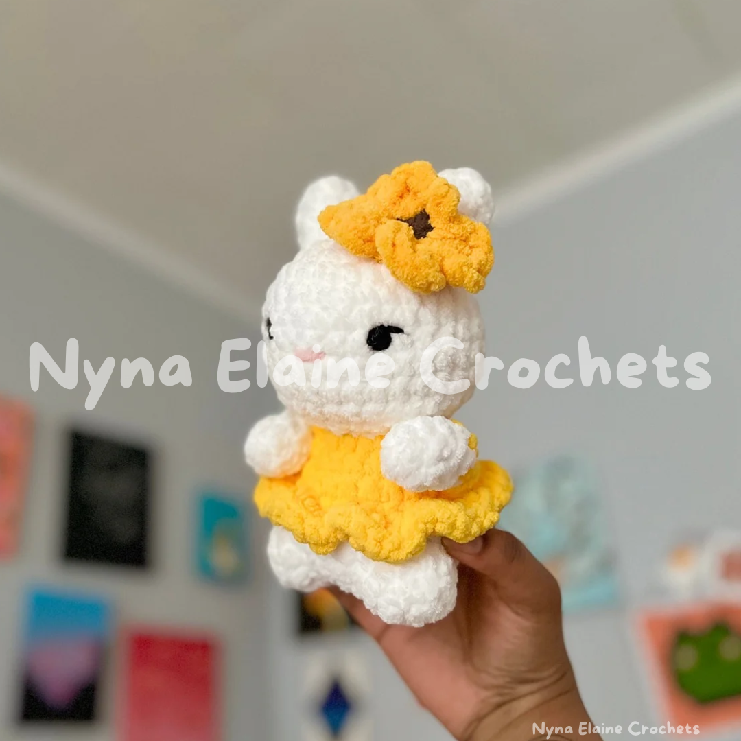 Mini Yellow Flower Bunny Crochet Plushie