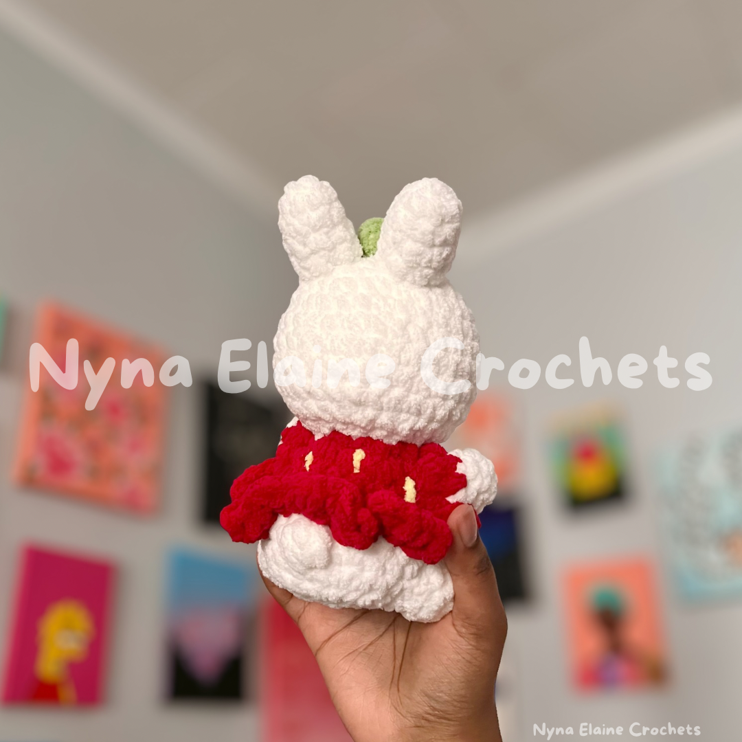 Mini Red Strawberry Bunny Crochet Plushie
