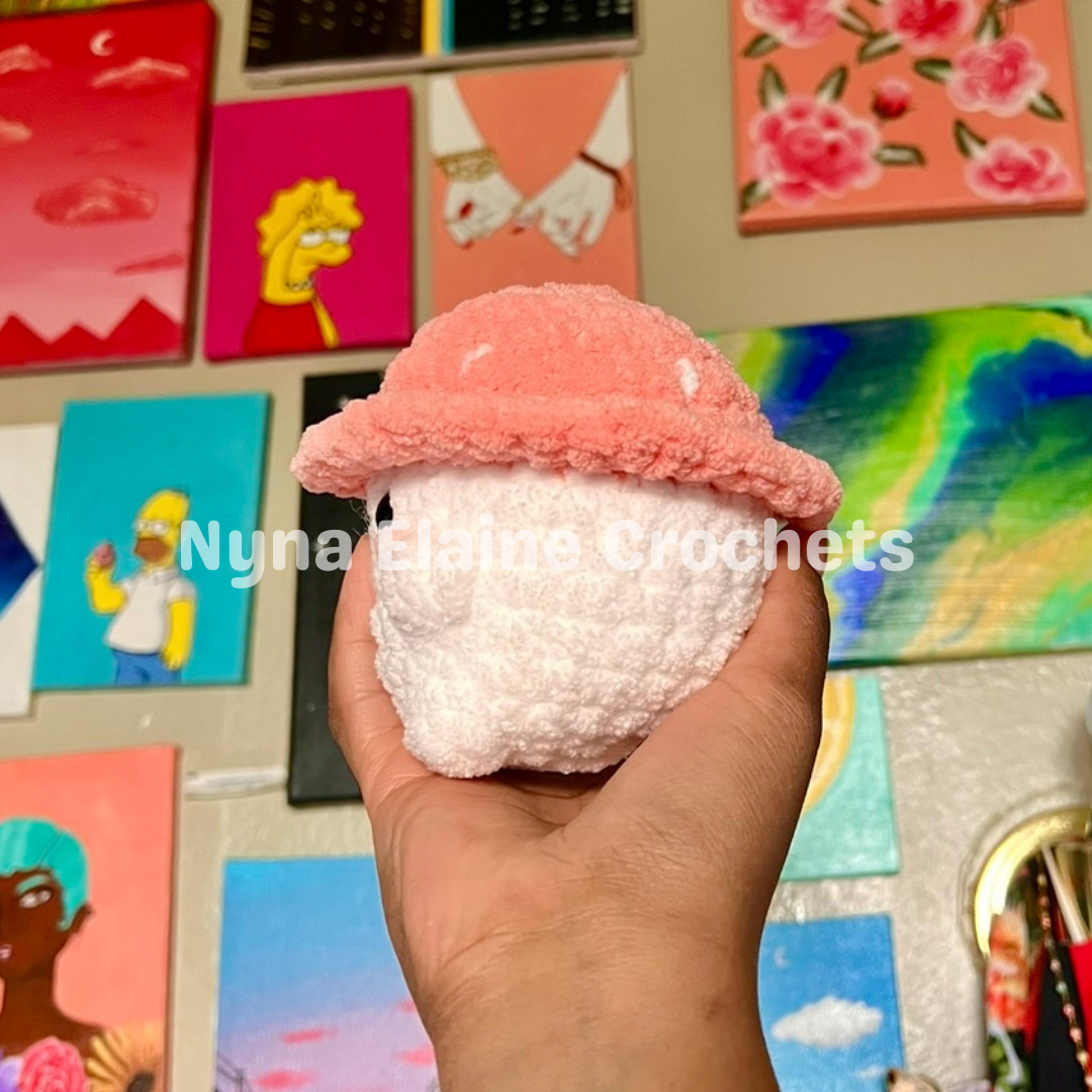 Dark Pink Crochet Amigurumi Mushroom Plushie