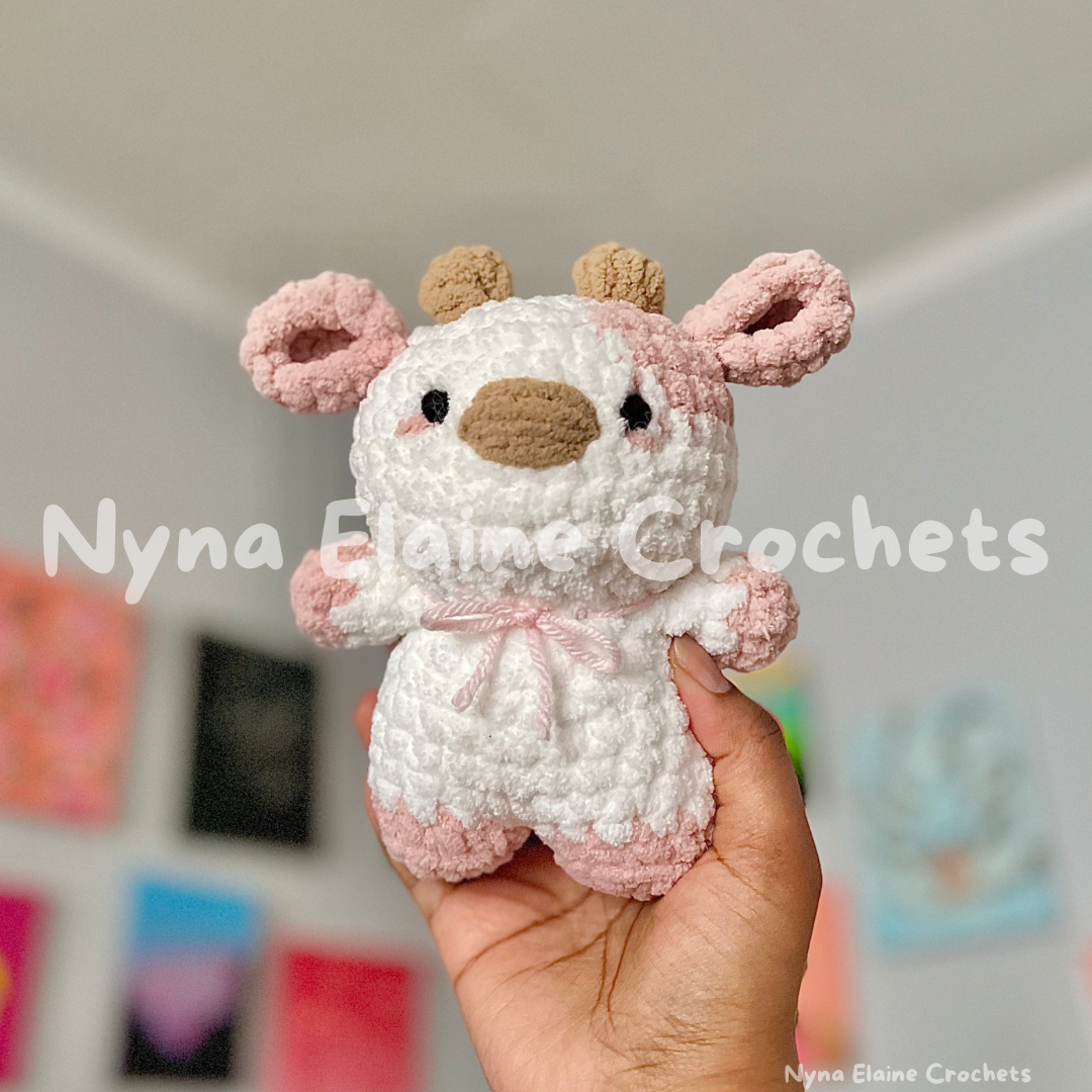 Mini Strawberry Cow Crochet Plushie