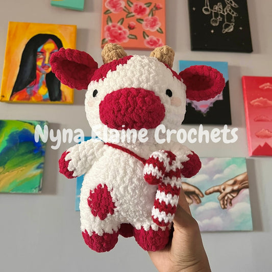 Candy Cane Cow Plushie