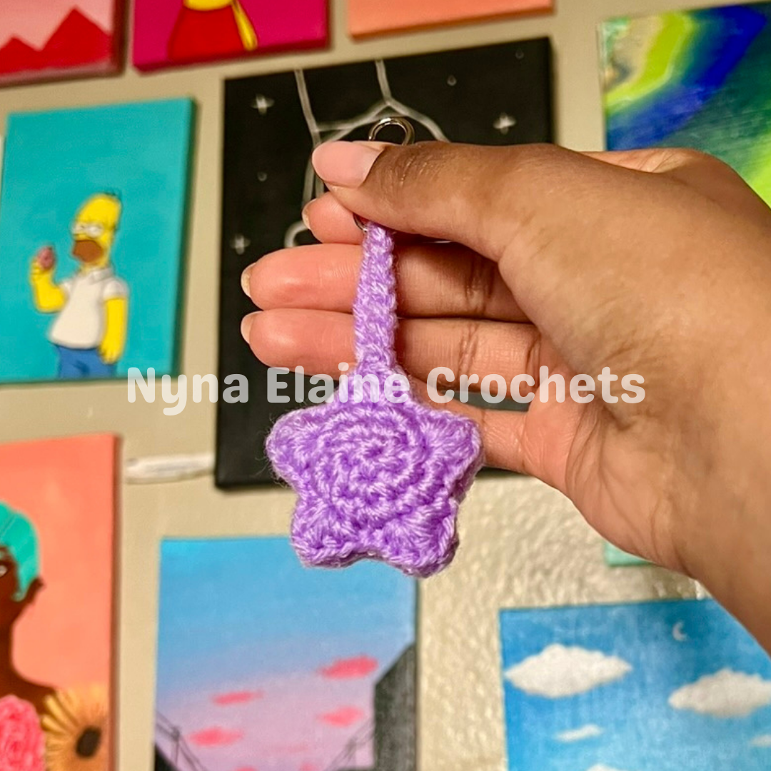 Light Purple Star Crochet Amigurumi Key Chain