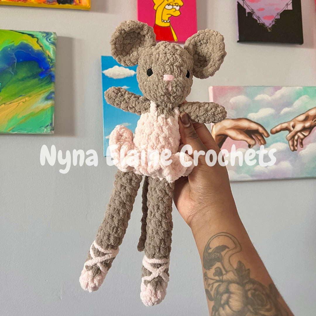 Ballerina Brown Mouse Plushie Handmade