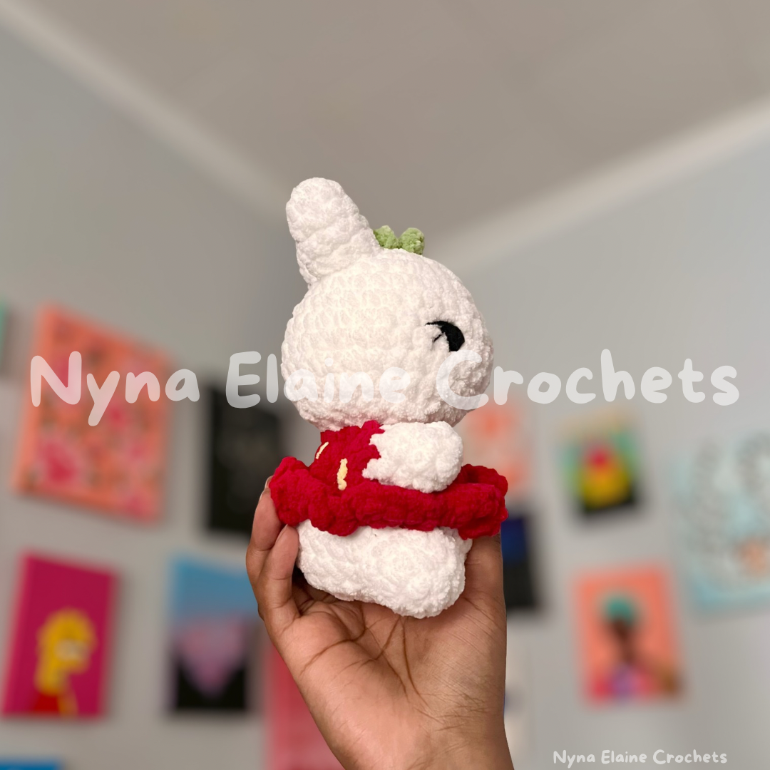 Mini Red Strawberry Bunny Crochet Plushie