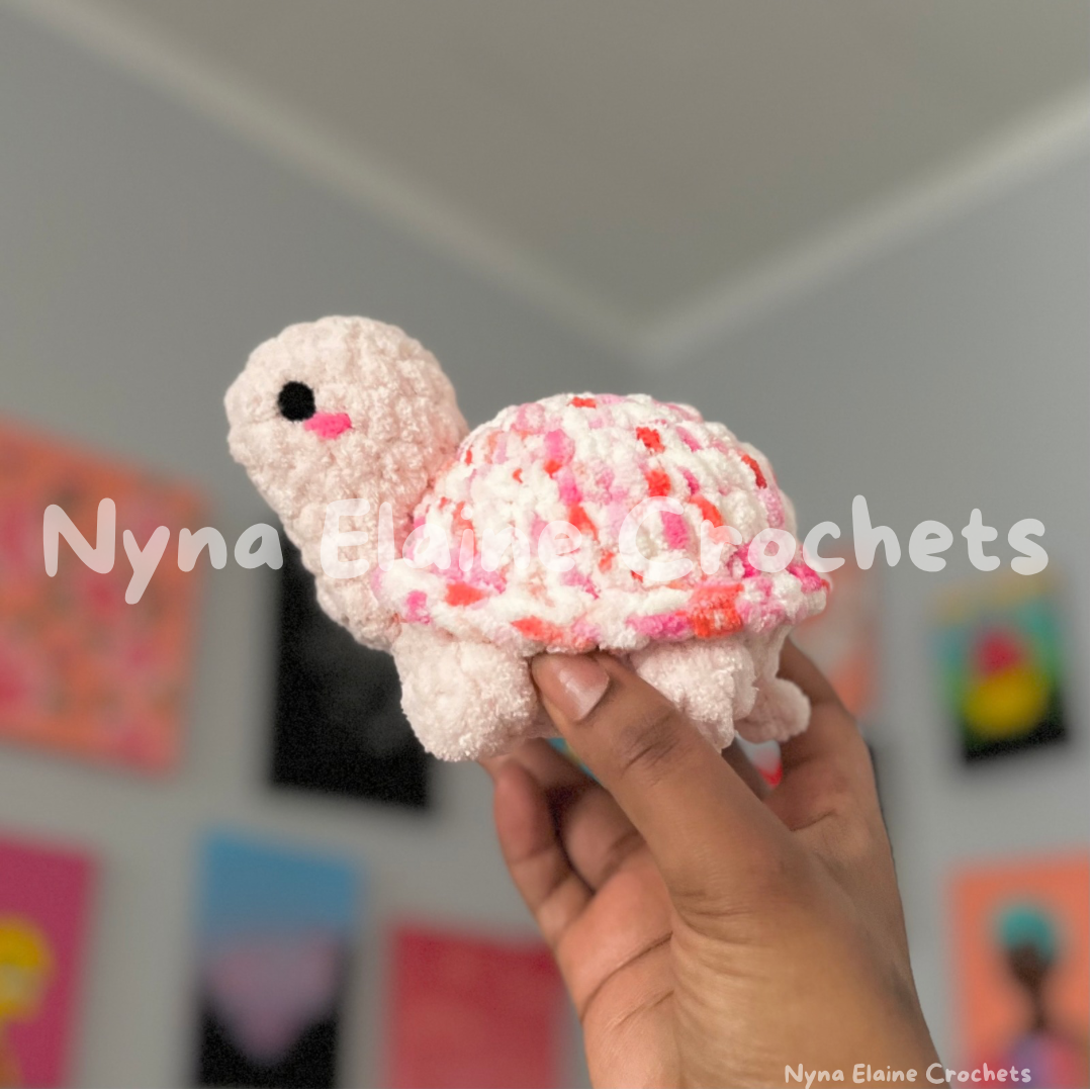 Multi Pink Crochet Tofu Turtle Plushie