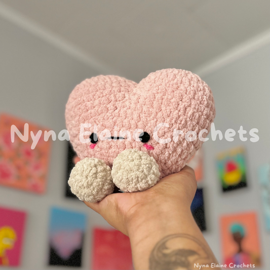 Pink Heart Crochet Plushie