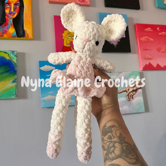 Ballerina White Mouse Plushie Handmade