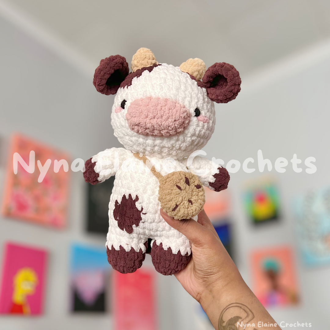 Crochet Chocolate Cow with Cookie Bag Plushie