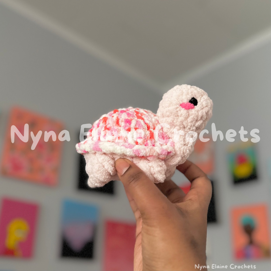 Multi Pink Crochet Tofu Turtle Plushie