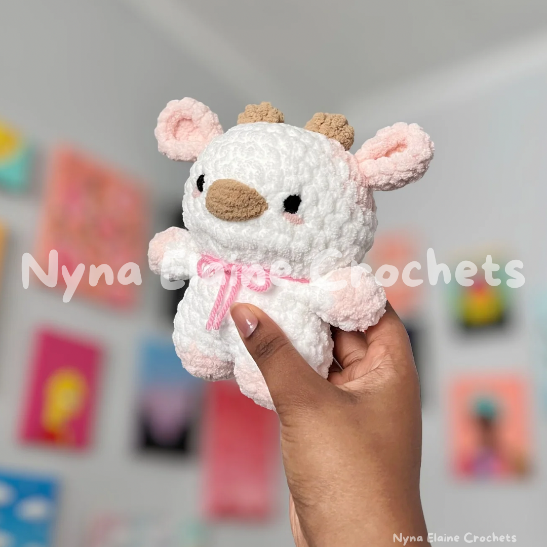 Mini Strawberry Cow Crochet Plushie