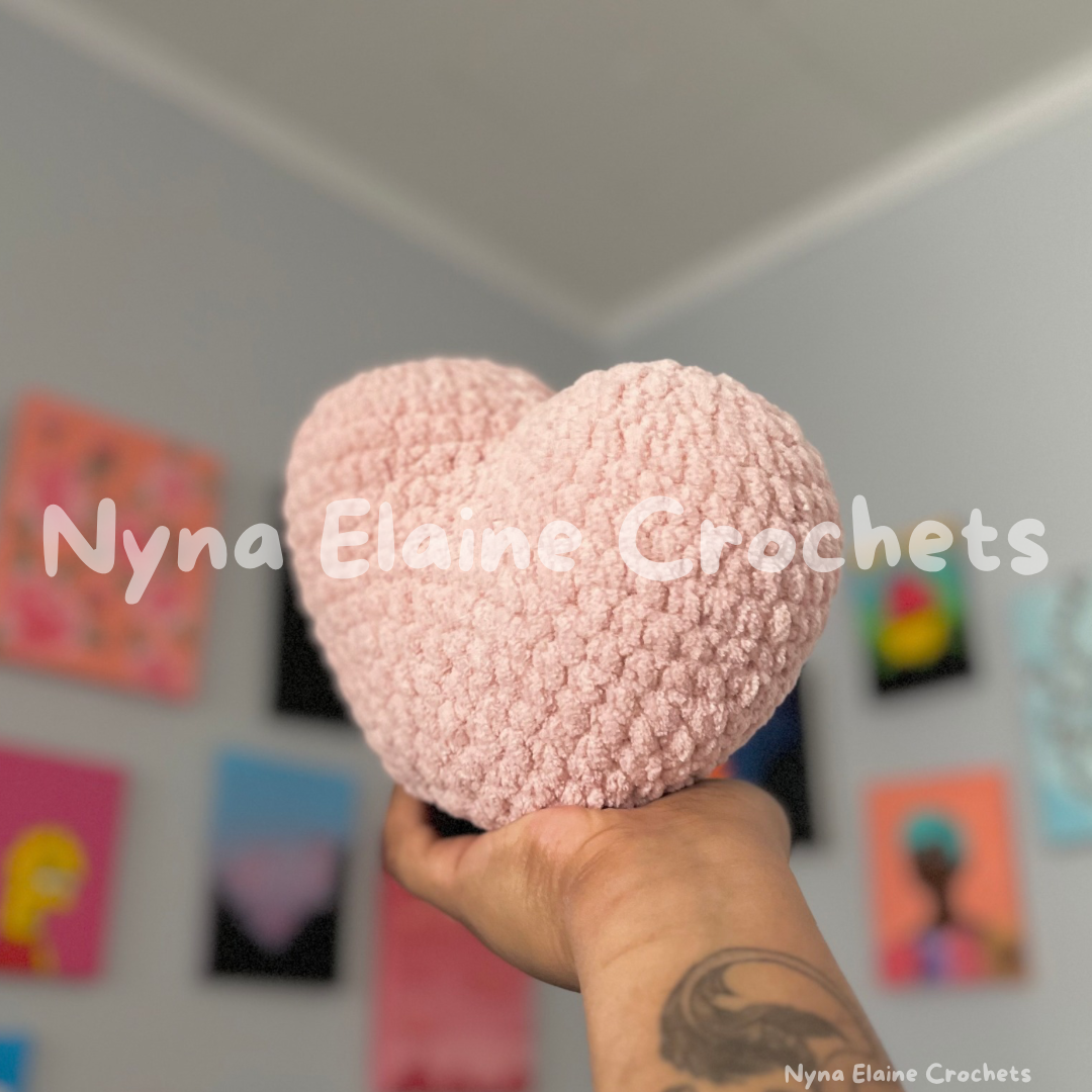 Pink Heart Crochet Plushie