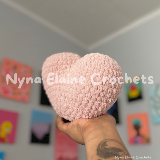 Pink Heart Crochet Plushie