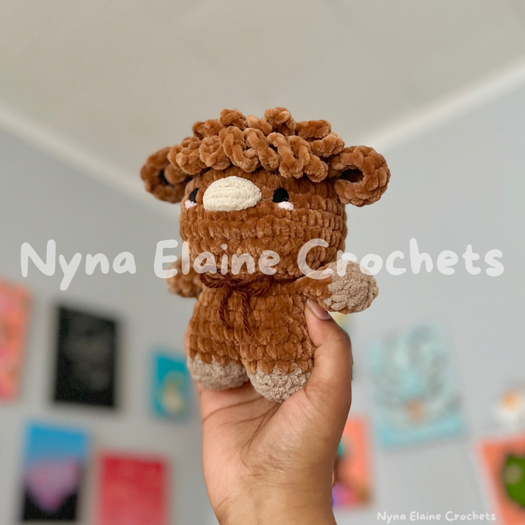 Highland Cow Brown Crochet Plushie