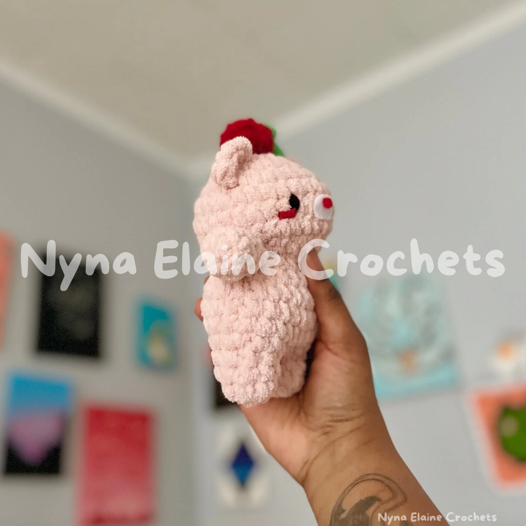 Mini Pink Straw-Beary Crochet Plushie