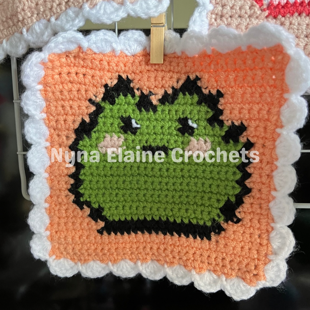 Crochet Green Frog Wall Hanging Tapestry