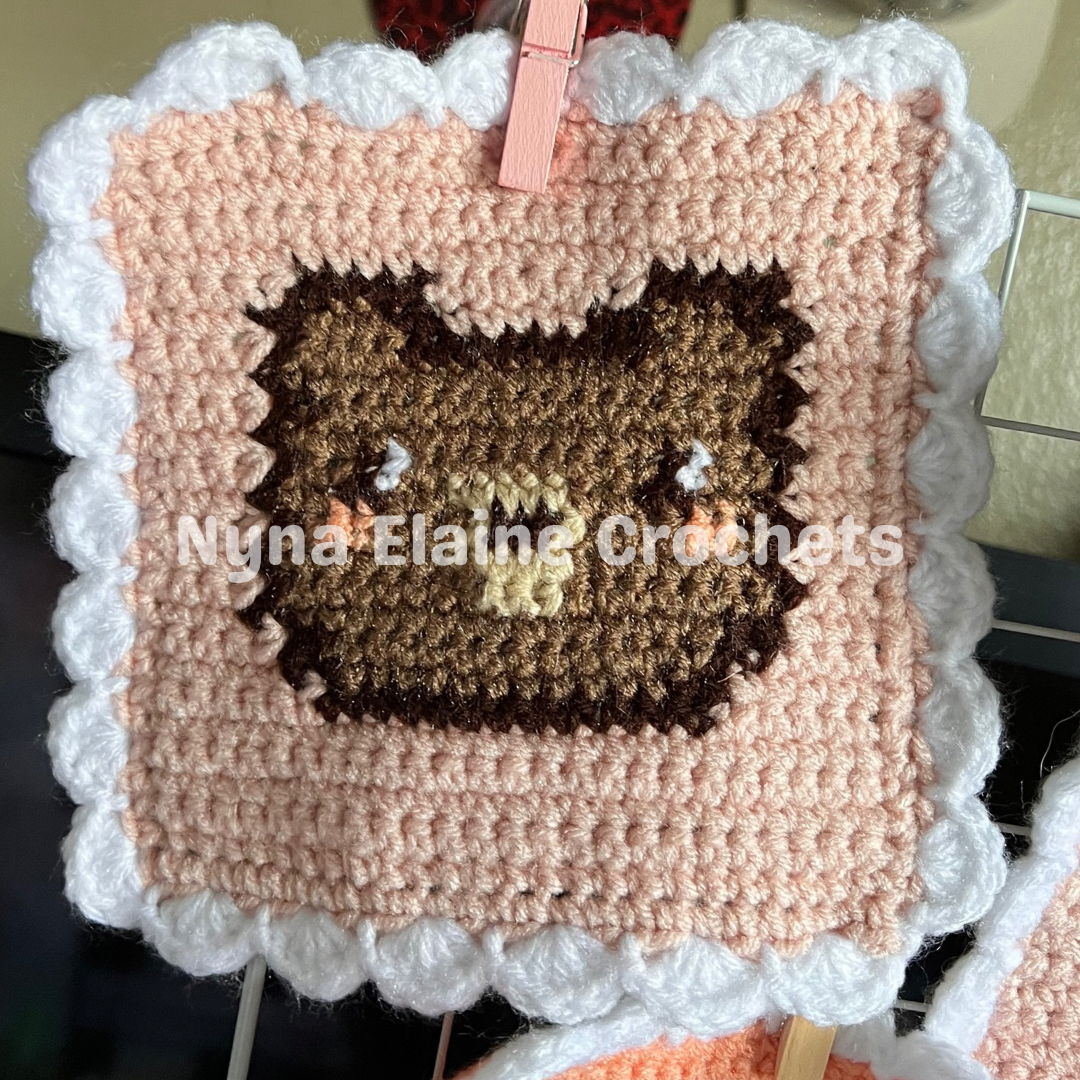 Crochet Brown Bear Wall Hanging Tapestry