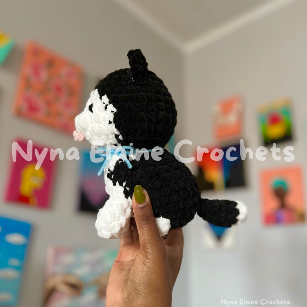 Black Husky Sitting Puppy Plushie