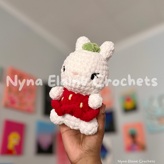 Mini Red Strawberry Bunny Crochet Plushie