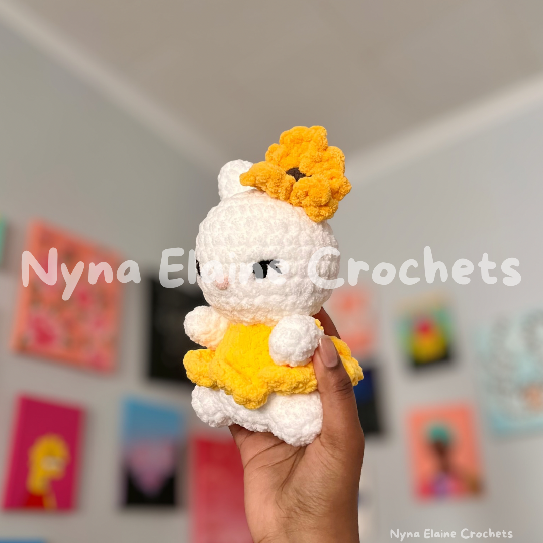 Mini Sun Flower Bunny Crochet Plushie