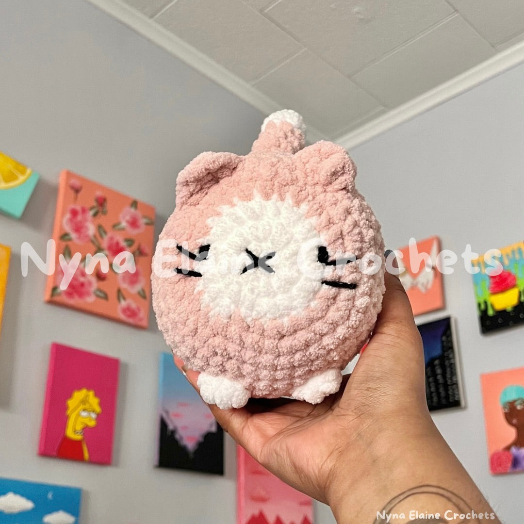 Loaf Cat Plushie Pink/White