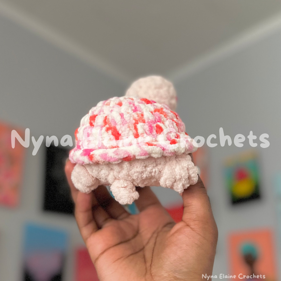 Multi Pink Crochet Tofu Turtle Plushie
