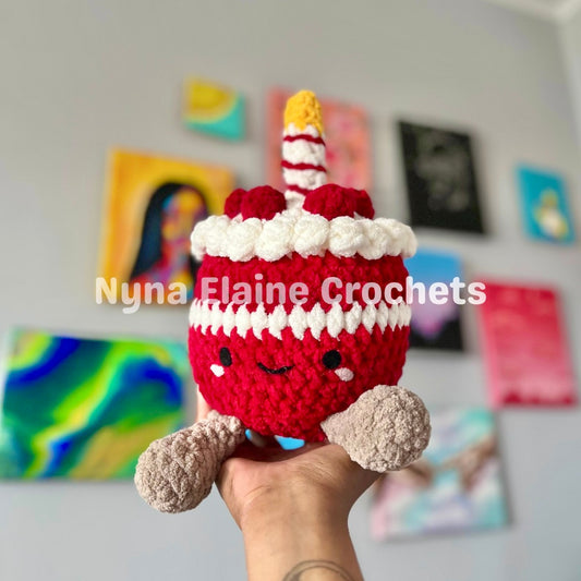 Cherry Red Cake Crochet Plushie